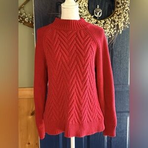 Chaps Red Cowl Neck Cable Knit Sweater Size M